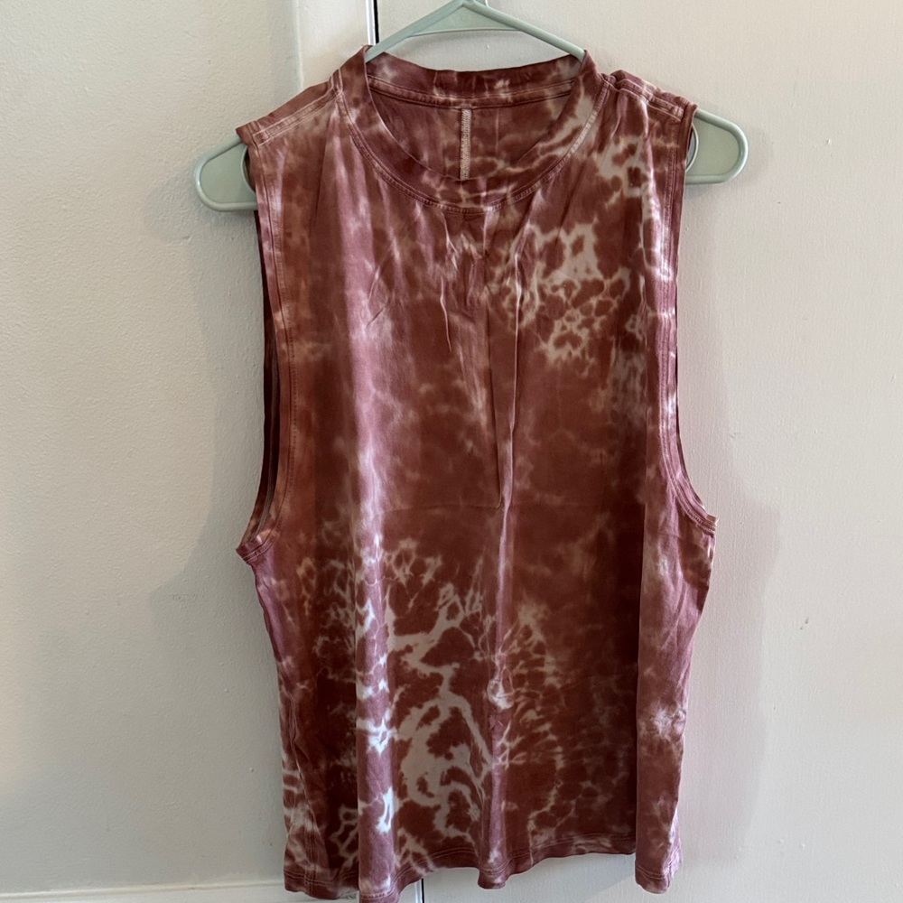 Lululemon athletic Sleeveless Tie-Dye Top - pink and white